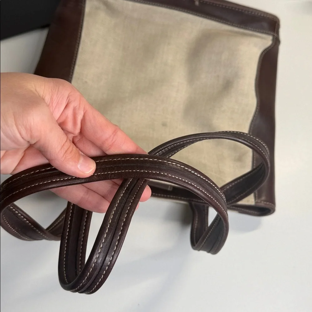 Coach 6122 vintage Bleecker Satchel linen canvas and brown leather tote bag - Picture 6 of 12